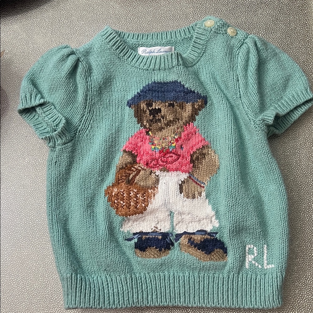 Ralph Lauren Kids' Teal Sweater with Bear Design